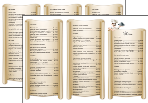 maquette en ligne a personnaliser depliant 3 volets  6 pages  metiers de la cuisine menu restaurant restaurant francais MLIGLU26147
