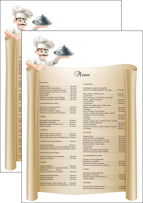exemple affiche metiers de la cuisine menu restaurant restaurant francais MIDCH26151