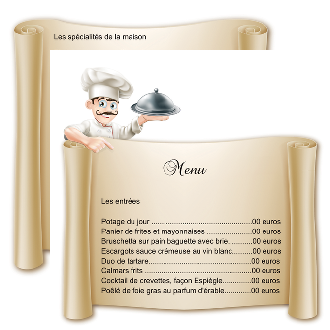 maquette en ligne a personnaliser flyers metiers de la cuisine menu restaurant restaurant francais MIFBE26157