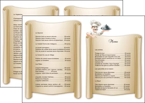 cree depliant 2 volets  4 pages  metiers de la cuisine menu restaurant restaurant francais MIFLU26159