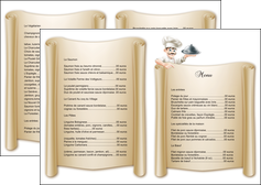cree depliant 2 volets  4 pages  metiers de la cuisine menu restaurant restaurant francais MLIGCH26159