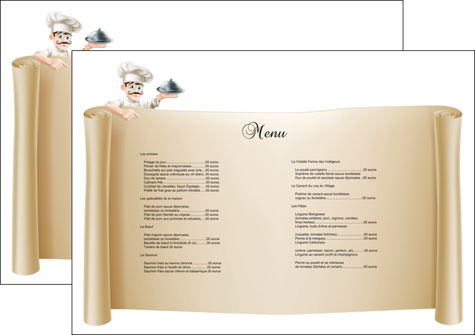 modele en ligne set de table metiers de la cuisine menu restaurant restaurant francais MIDBE26163