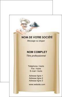 personnaliser modele de carte de visite metiers de la cuisine menu restaurant restaurant francais MIS26167