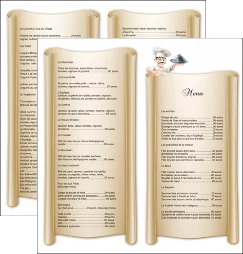 creer modele en ligne depliant 2 volets  4 pages  metiers de la cuisine menu restaurant restaurant francais MIFCH26171