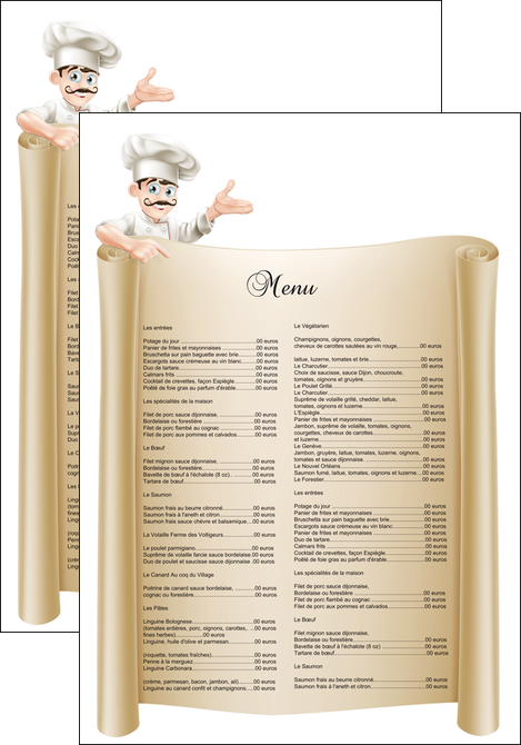 modele affiche metiers de la cuisine menu restaurant restaurant francais MIFLU26185