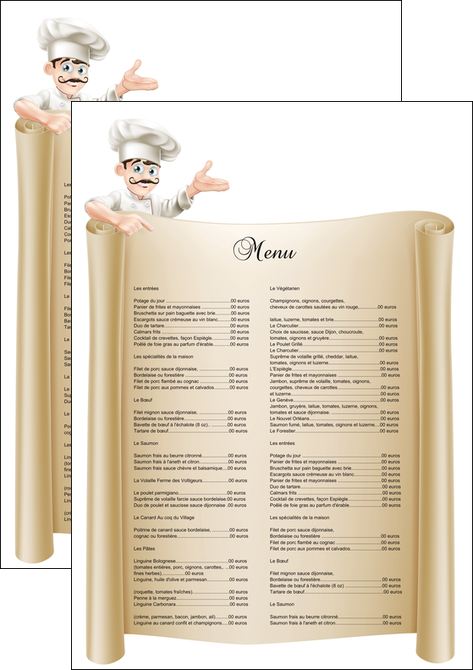 creer modele en ligne affiche metiers de la cuisine menu restaurant restaurant francais MLIGLU26187
