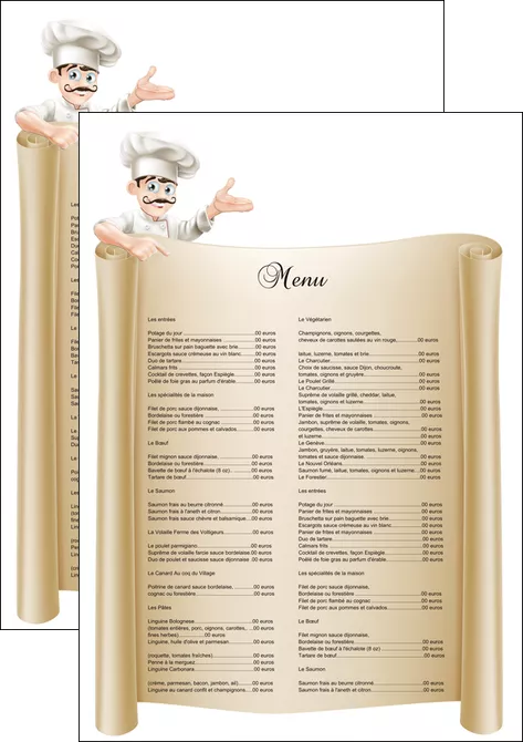 creer modele en ligne affiche metiers de la cuisine menu restaurant restaurant francais MLGI26187