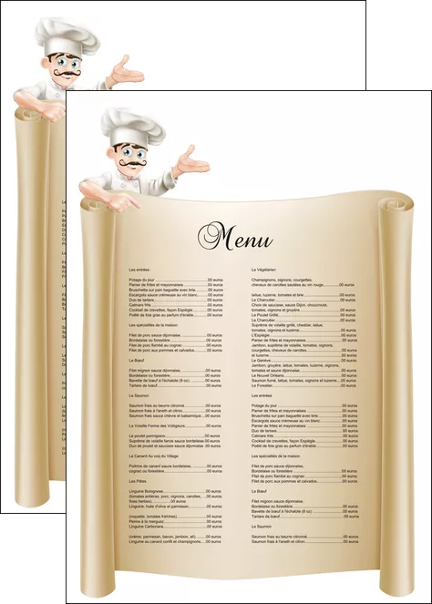 imprimer affiche metiers de la cuisine menu restaurant restaurant francais MLIGLU26199