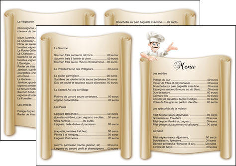 impression depliant 2 volets  4 pages  metiers de la cuisine menu restaurant restaurant francais MFLUOO26201