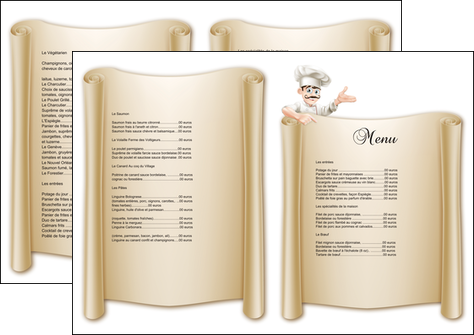 personnaliser maquette depliant 2 volets  4 pages  metiers de la cuisine menu restaurant restaurant francais MLGI26203