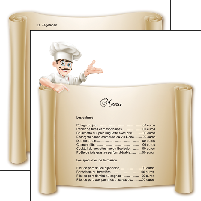 exemple flyers metiers de la cuisine menu restaurant restaurant francais MLIGCH26209