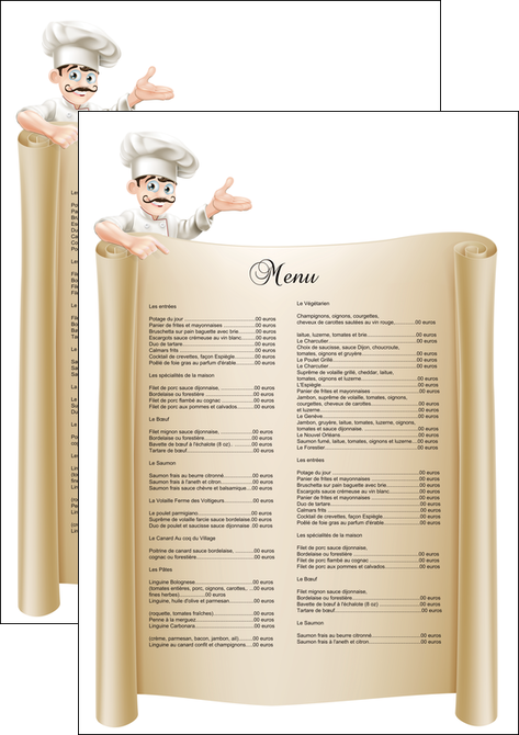 imprimer affiche metiers de la cuisine menu restaurant restaurant francais MIS26211