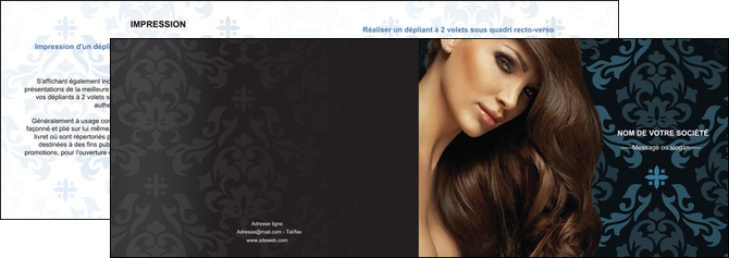 maquette en ligne a personnaliser depliant 2 volets  4 pages  centre esthetique  coiffure salon de coiffure beaute MIDCH26301