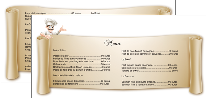 cree flyers metiers de la cuisine menu restaurant restaurant francais MIFBE26353
