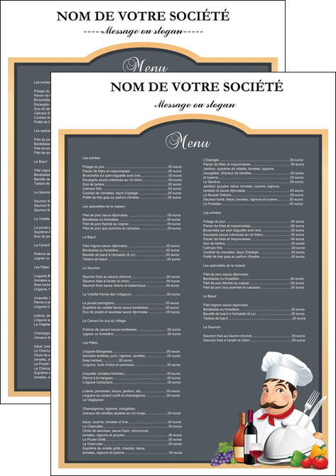 cree affiche metiers de la cuisine menu restaurant restaurant francais MID26409