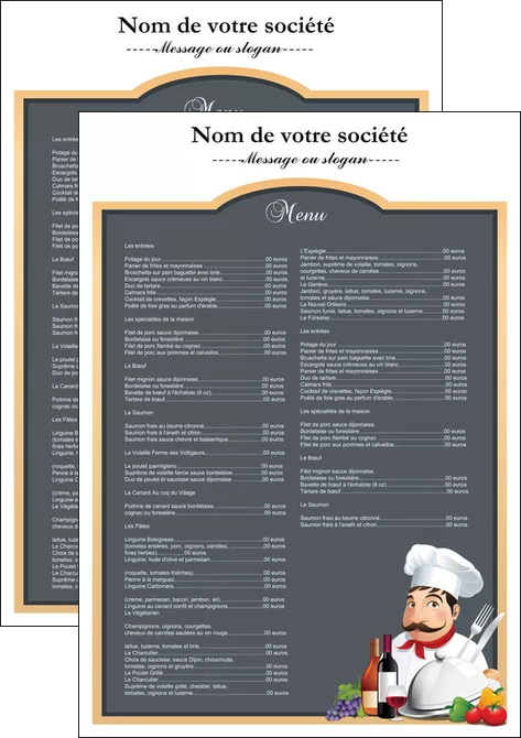 faire modele a imprimer affiche metiers de la cuisine menu restaurant restaurant francais MIFBE26419