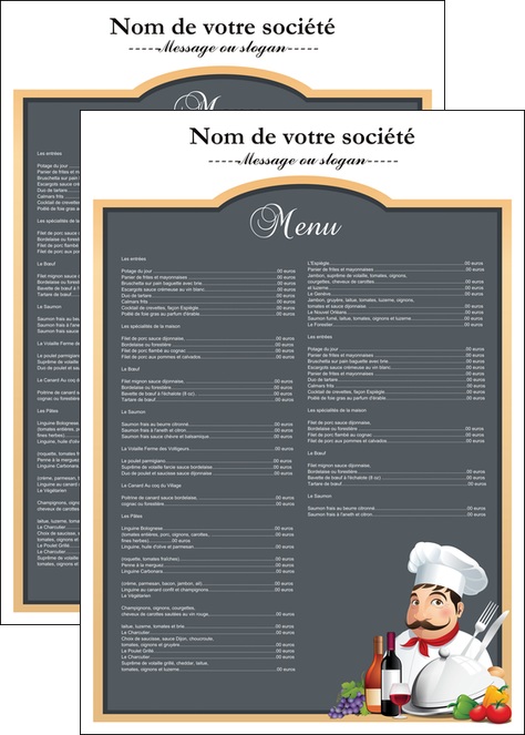 cree affiche metiers de la cuisine menu restaurant restaurant francais MIS26421
