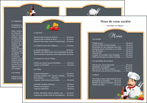 impression depliant 2 volets  4 pages  metiers de la cuisine menu restaurant restaurant francais MLGI26423