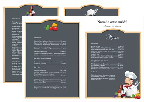 modele en ligne depliant 2 volets  4 pages  metiers de la cuisine menu restaurant restaurant francais MID26425