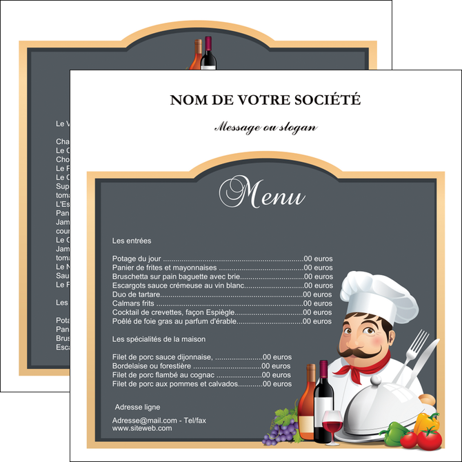 modele flyers metiers de la cuisine menu restaurant restaurant francais MID26431