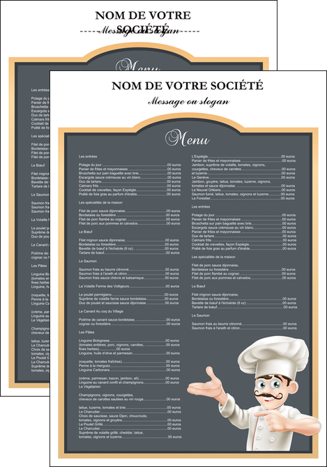 imprimerie affiche metiers de la cuisine menu restaurant restaurant francais MLIGLU26619
