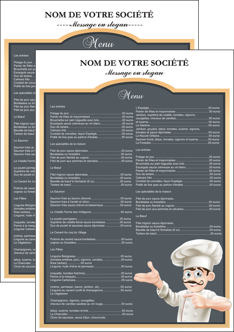 impression flyers metiers de la cuisine menu restaurant restaurant francais MLIGBE26623