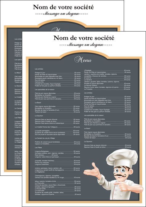 realiser affiche metiers de la cuisine menu restaurant restaurant francais MIFBE26631