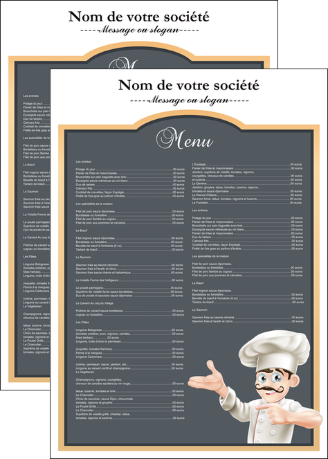 realiser affiche metiers de la cuisine menu restaurant restaurant francais MMIF26633