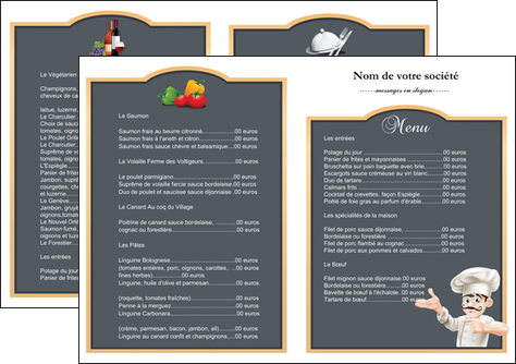 modele depliant 2 volets  4 pages  metiers de la cuisine menu restaurant restaurant francais MIS26635