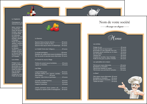 modele en ligne depliant 2 volets  4 pages  metiers de la cuisine menu restaurant restaurant francais MLIGLU26637