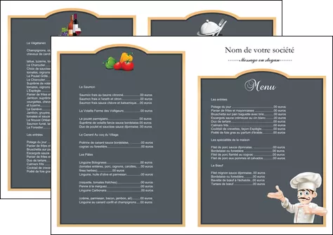 modele en ligne depliant 2 volets  4 pages  metiers de la cuisine menu restaurant restaurant francais MIFLU26637