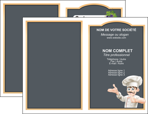 personnaliser modele de carte de visite metiers de la cuisine menu restaurant restaurant francais MIDBE26641