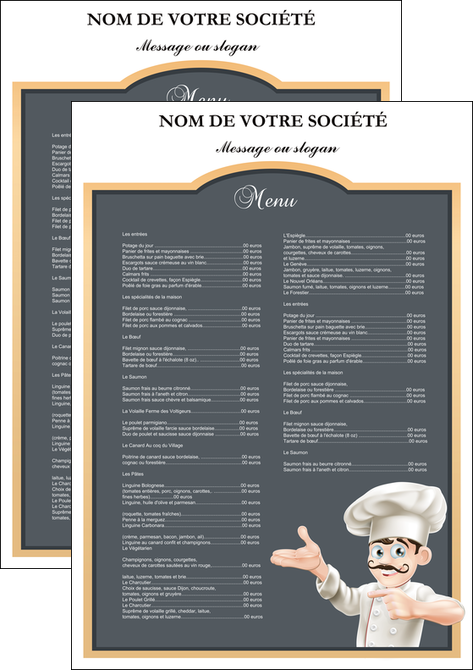 modele en ligne affiche metiers de la cuisine menu restaurant restaurant francais MIFBE26645