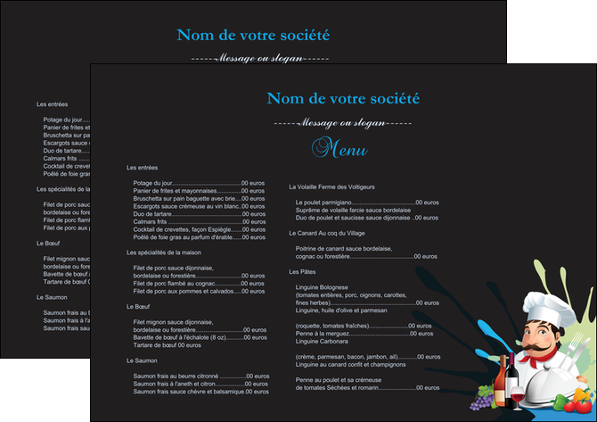 maquette en ligne a personnaliser set de table metiers de la cuisine menu restaurant restaurant francais MIDBE26863