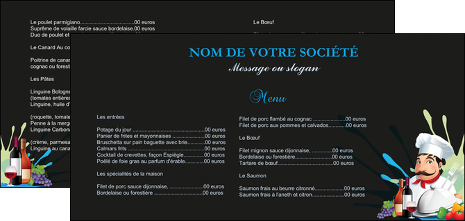 exemple flyers metiers de la cuisine menu restaurant restaurant francais MIFBE26865