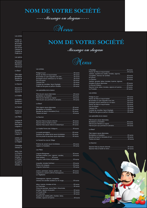 cree affiche metiers de la cuisine menu restaurant restaurant francais MIFBE26869