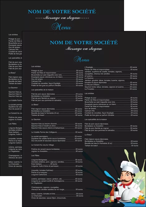 creer modele en ligne flyers metiers de la cuisine menu restaurant restaurant francais MIFLU26871