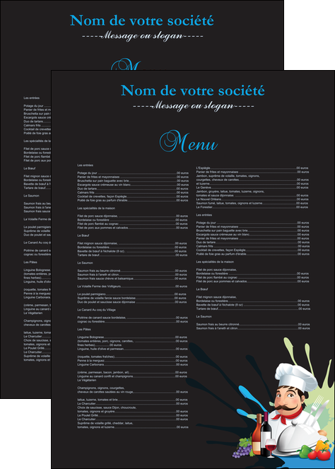 personnaliser maquette affiche metiers de la cuisine menu restaurant restaurant francais MID26881