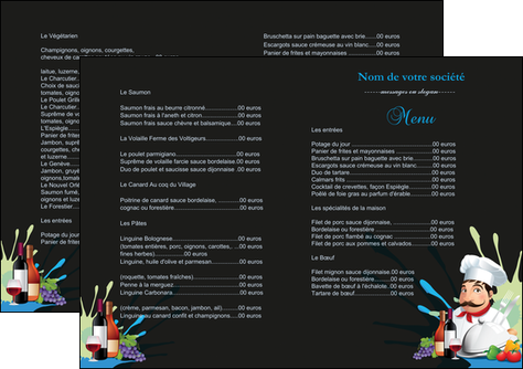 imprimer depliant 2 volets  4 pages  metiers de la cuisine menu restaurant restaurant francais MIFBE26883