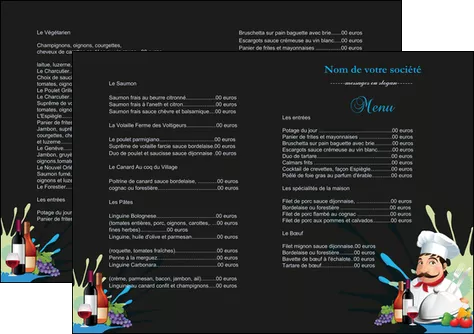 imprimer depliant 2 volets  4 pages  metiers de la cuisine menu restaurant restaurant francais MLIGLU26883