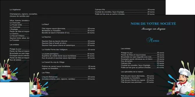 creer modele en ligne depliant 2 volets  4 pages  metiers de la cuisine menu restaurant restaurant francais MIFCH26887