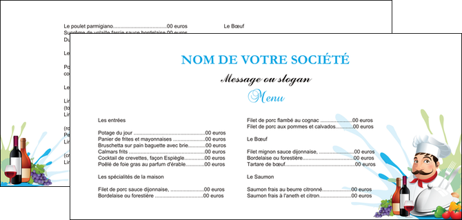 imprimerie flyers metiers de la cuisine menu restaurant restaurant francais MIF26935