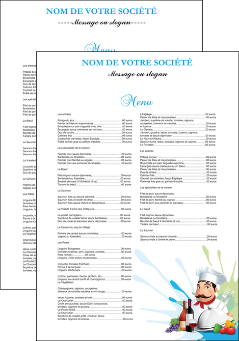 maquette en ligne a personnaliser affiche metiers de la cuisine menu restaurant restaurant francais MID26937