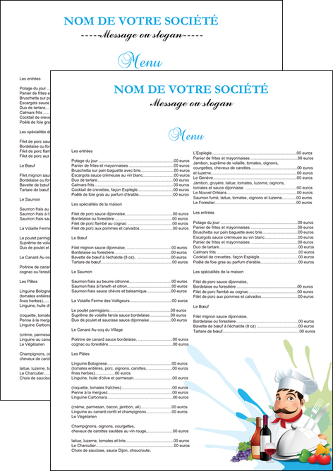 impression flyers metiers de la cuisine menu restaurant restaurant francais MLIGBE26941