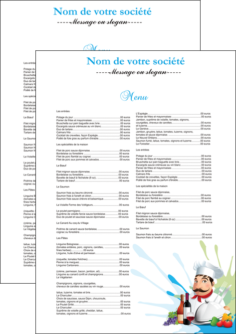 maquette en ligne a personnaliser affiche metiers de la cuisine menu restaurant restaurant francais MLIGBE26949