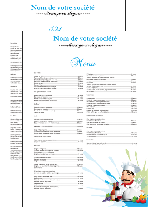 personnaliser modele de affiche metiers de la cuisine menu restaurant restaurant francais MLIG26951