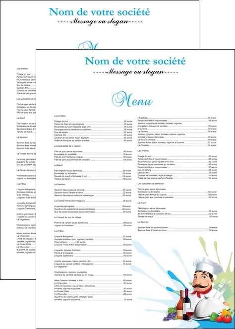 personnaliser modele de affiche metiers de la cuisine menu restaurant restaurant francais MLGI26951