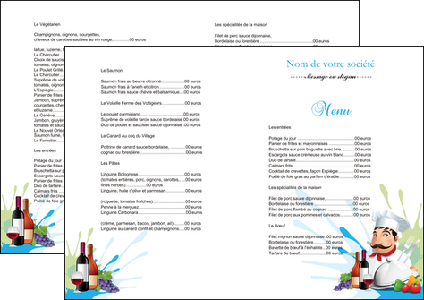 personnaliser maquette depliant 2 volets  4 pages  metiers de la cuisine menu restaurant restaurant francais MLIGCH26955