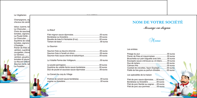 realiser depliant 2 volets  4 pages  metiers de la cuisine menu restaurant restaurant francais MFLUOO26957