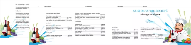 impression depliant 2 volets  4 pages  metiers de la cuisine menu restaurant restaurant francais MIFCH26961